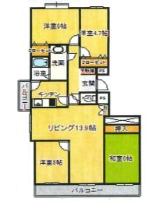 現況はリビング13.9帖と洋室5帖を続き 現況はリビング13.9帖と洋室5帖を続き