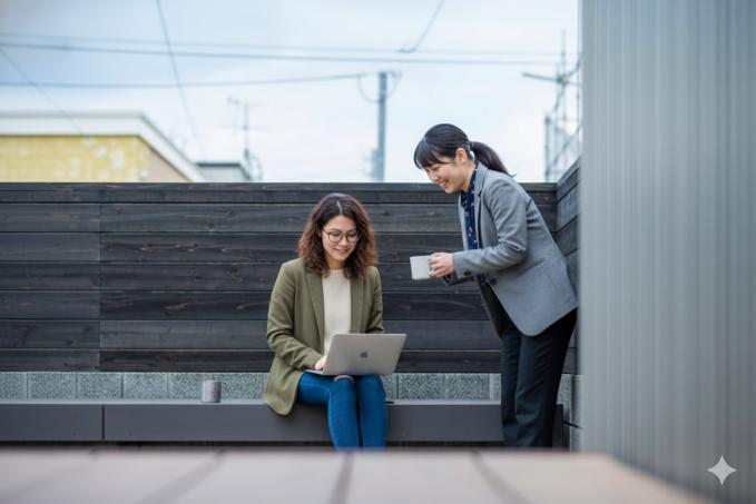 休憩やリフレッシュに使える外部テラス付きです。