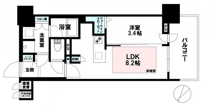 多彩な収納を設置し居住性を追求した間取り。