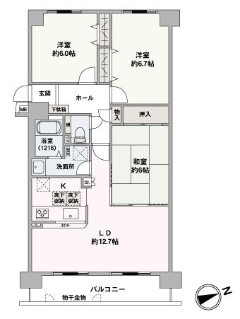 南東向きで陽当たり、風通し良好なお部屋です