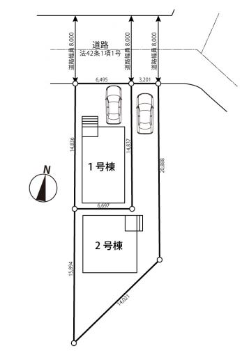 1号棟・2号棟 配置図 1号棟・2号棟 配置図
