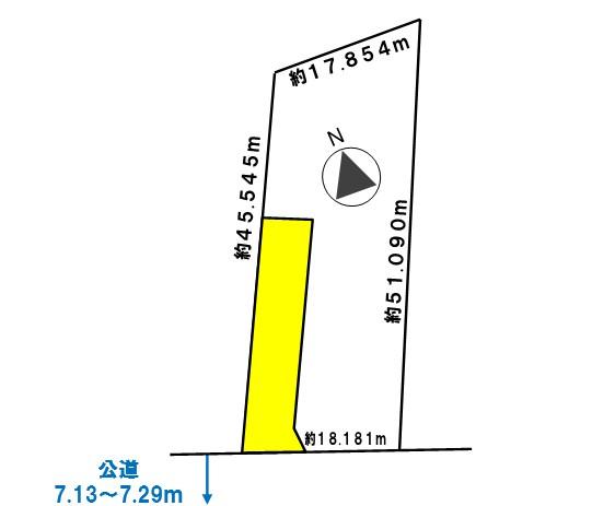 南側が約7mの広い公道に接する敷地。