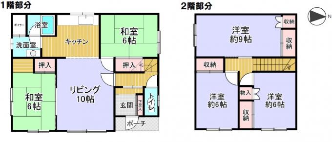 【間取図】全居室が6帖以上のゆとりある広さ 。