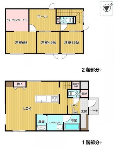 【間取図】ウォークインクローゼット付きの３ＬＤＫです。