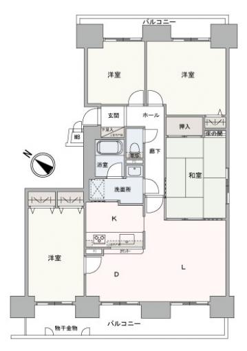 南西・北東・南向きの陽当たりの良い角住戸です。 南西・北東・南向きの陽当たりの良い角住戸です。
