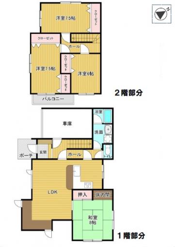 【間取図】全居室6帖以上のゆとりある4LDK。 【間取図】全居室6帖以上のゆとりある4LDK。