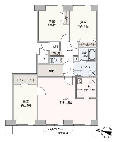 9階住戸、リビング西向きで陽当たり、眺望良好です！