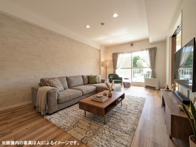 アクセントクロスで落ち着いた雰囲気のリビング アクセントクロスで落ち着いた雰囲気のリビング