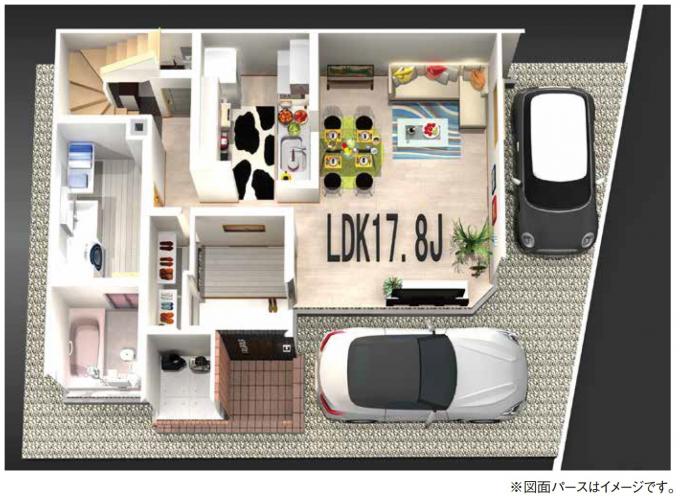 実際の間取図に家具等配置し、上から見た図面です! 実際の間取図に家具等配置し、上から見た図面です!
