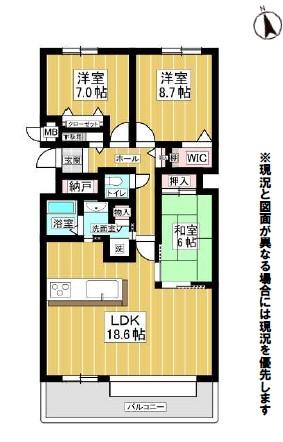 【間取図】全居室6帖以上のゆとりある3LDK。