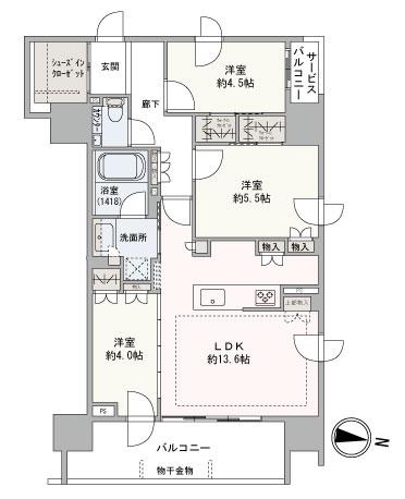 2階、東向きリビングの三方角住戸です 2階、東向きリビングの三方角住戸です