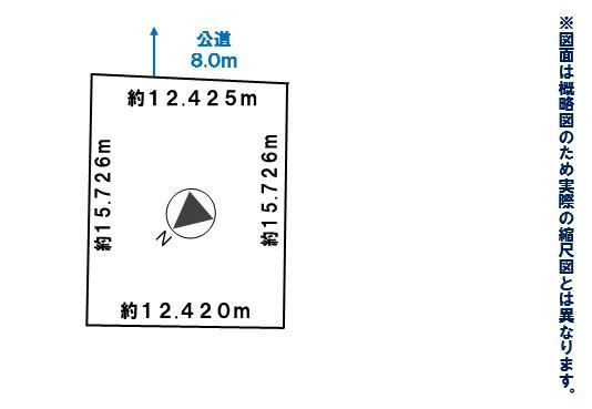 【区画図】幅員8.0mの北東側公道に間口約12.4mで接道