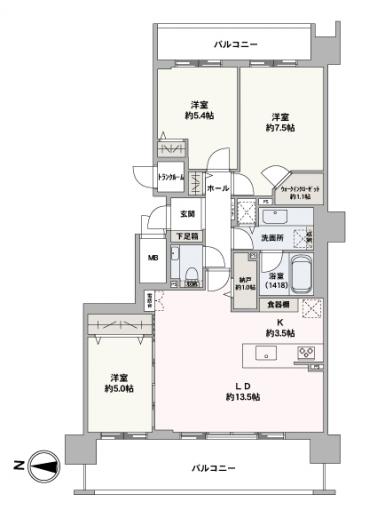 最上階11階住戸、80.36㎡の3LDKのお部屋です 最上階11階住戸、80.36㎡の3LDKのお部屋です